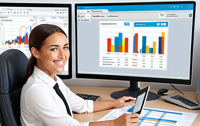 **
Prompt: Streamlined office scene, automated invoice processing, digital documents flowing seamlessly, happy employees smiling, financial software interface, charts showing efficiency gains, modern office environment, bright and airy, focus on ease and speed.
**